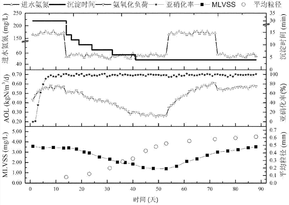 High-efficiency culture method of urban domestic sewage nitrosation granule sludge