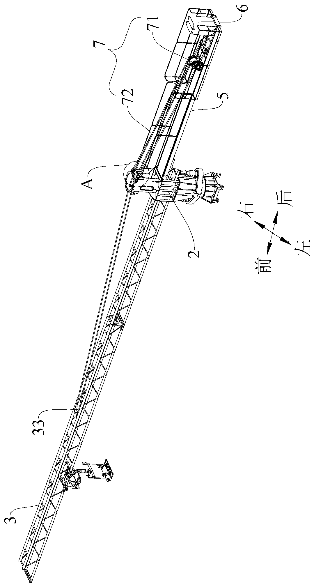 Straight arm construction equipment