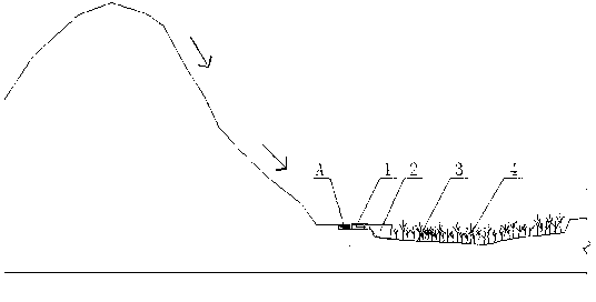 Low elevation greenbelt suitable for mountainous city washing runoff processing