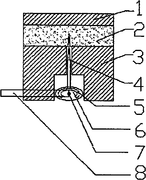 Die-forming process of bamboo particles used for packaging materials and die for hot-press forming thereby