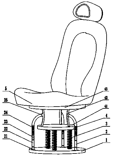 Parallel active multidimensional vibration absorbing seat suspension for engineering vehicle