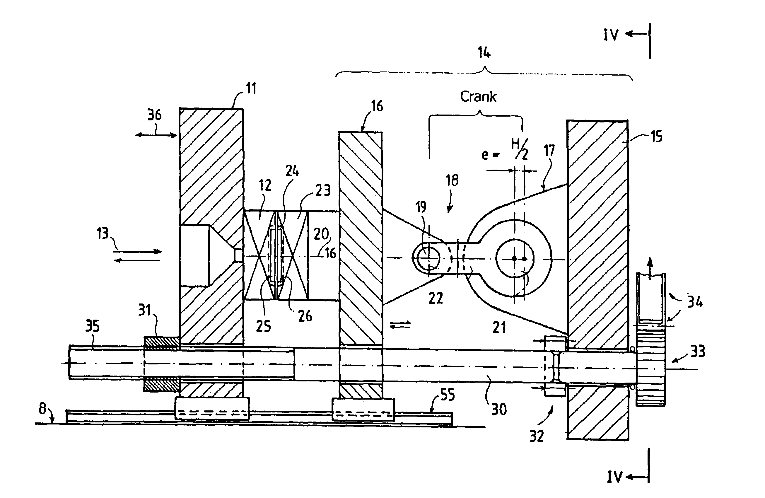 Mold closing unit