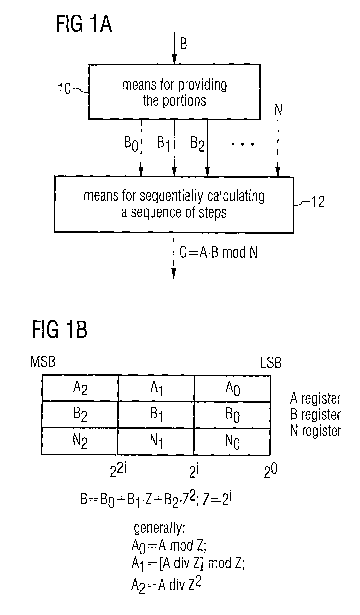 Calculating unit for reducing an input number with respect to a modulus