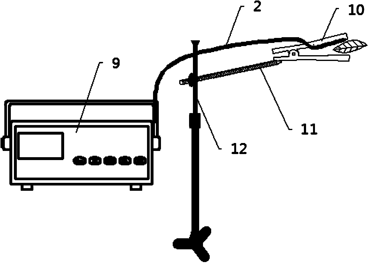 Plant leaf temperature measuring instrument based on optical fiber fluorescence type temperature sensor