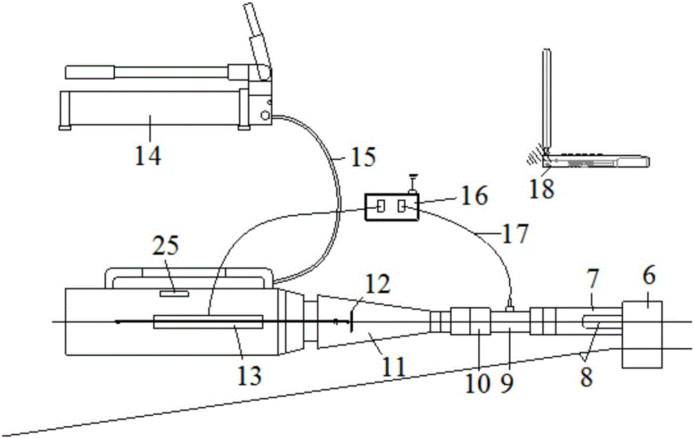 Testing apparatus for tensioning force under anchor for prestressed clamping type anchoring device