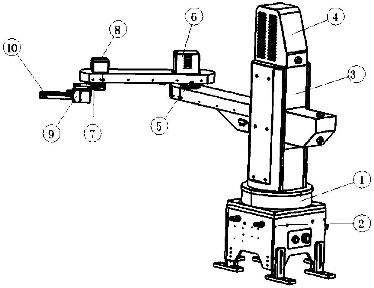 High-wear-resisting long-service-life four-shaft forging robot