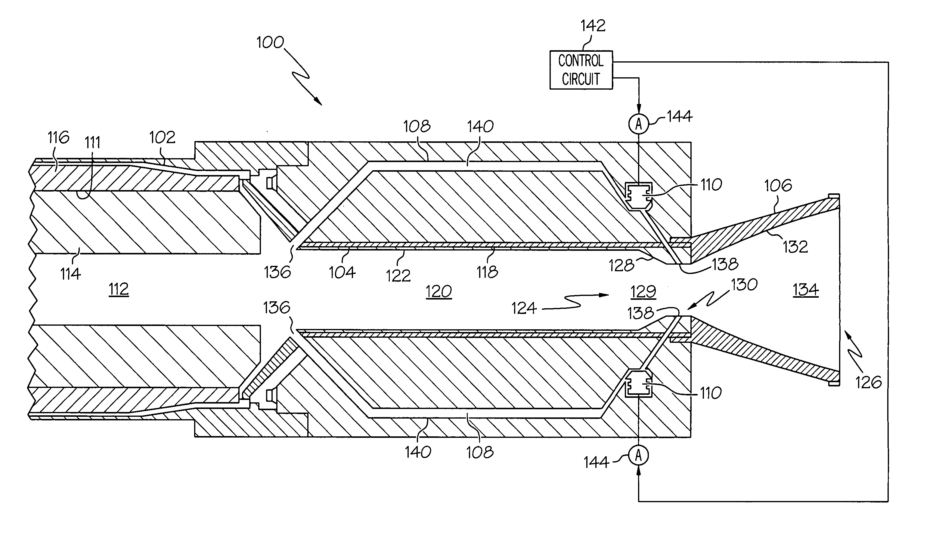 Rocket motor nozzle throat area control system and method