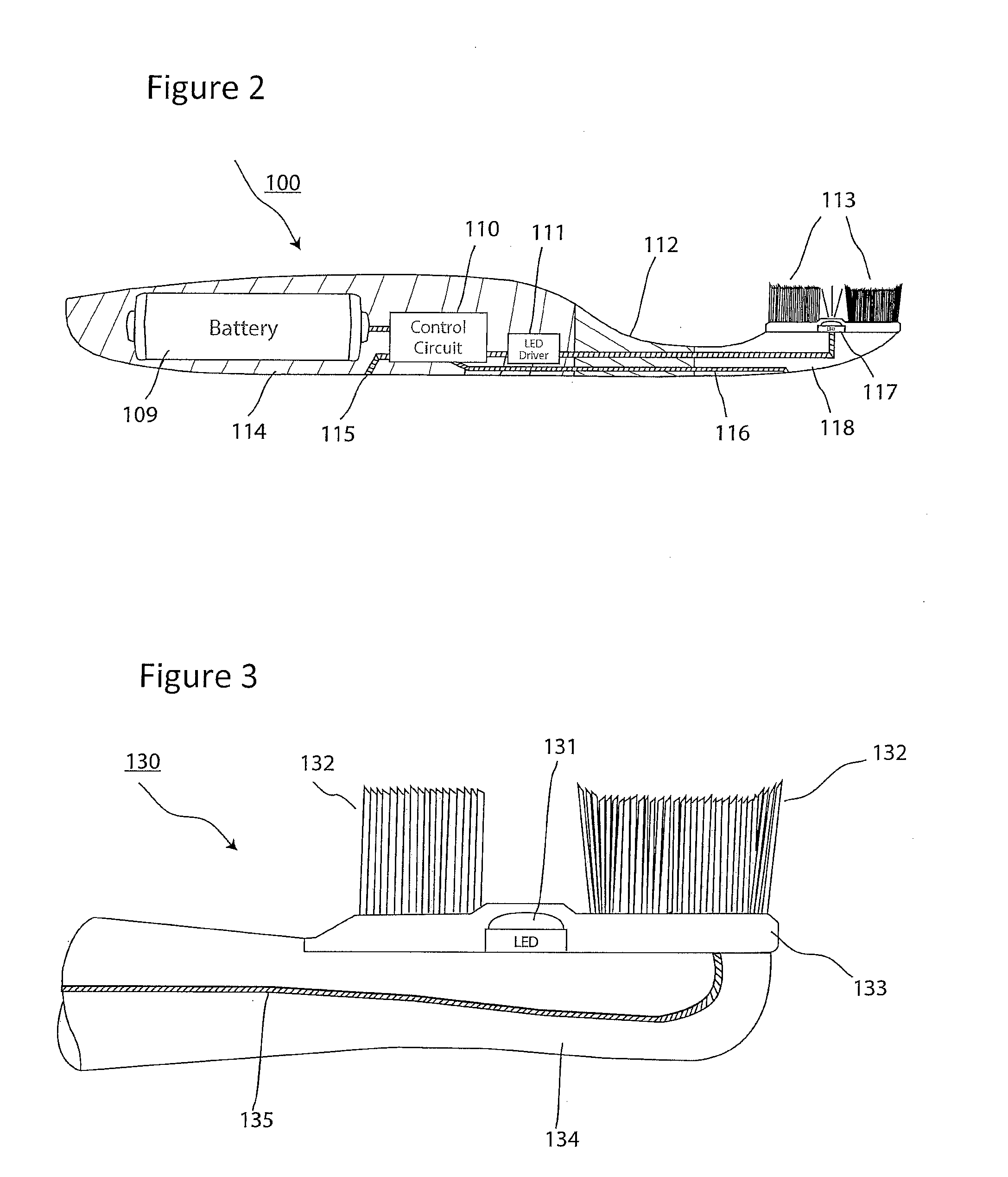 Short wavelength visible light-emitting toothbrush with an electronic signal interlock control