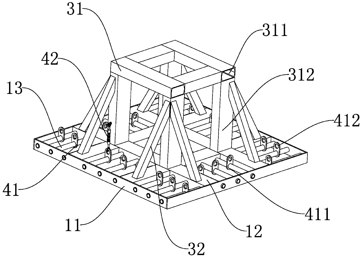 Auxiliary formwork removing device for vertical column bottom formwork, and formwork removing method