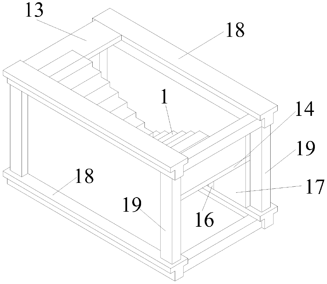 Assembled vibration-damping stair with built-in bidirectional damping particles