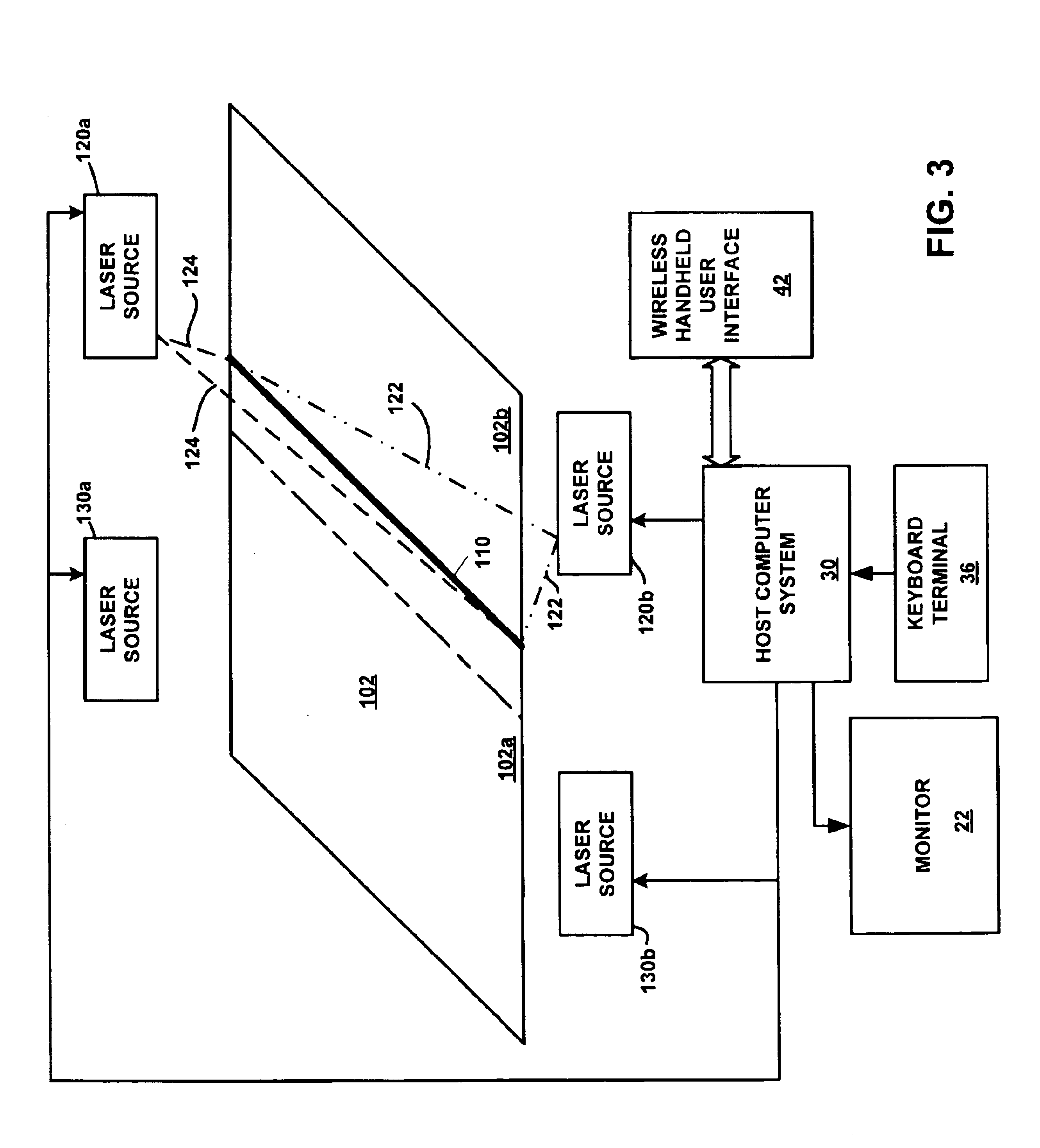 System for operating one or more lasers to project a visible line onto a surface