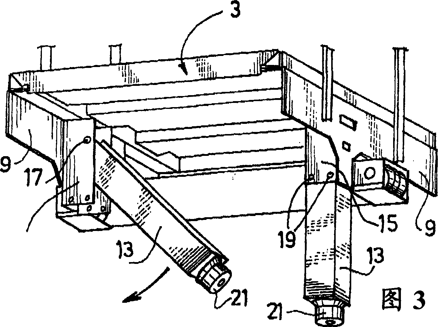 Elevator car with fold-away shock absorbing legs, and the corresponding elevator