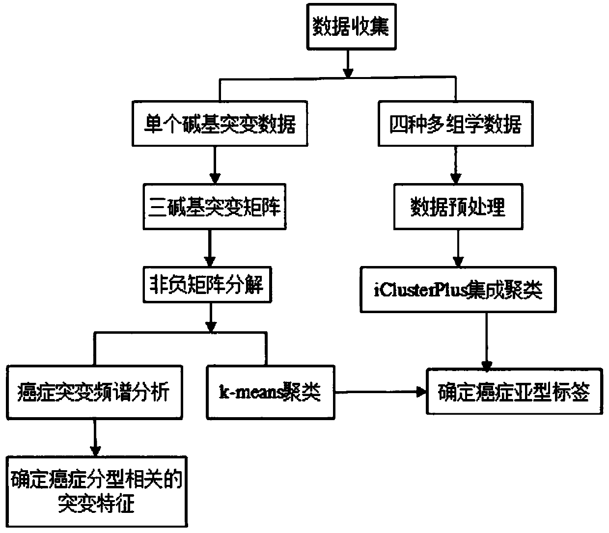 Cancer typing information processing method based on multi-omic data