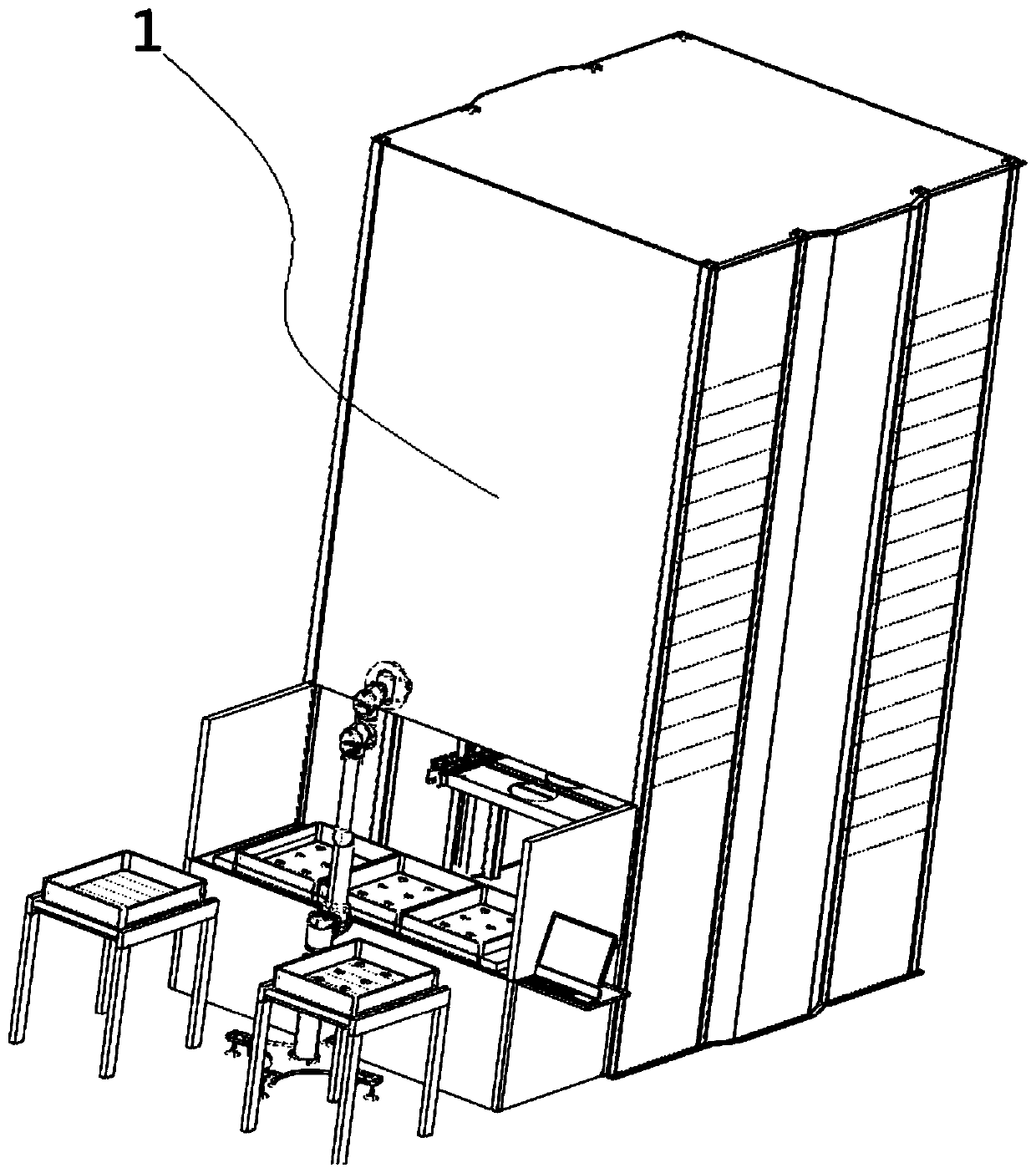 Vertical lifting, intelligent storage and material tray storage method