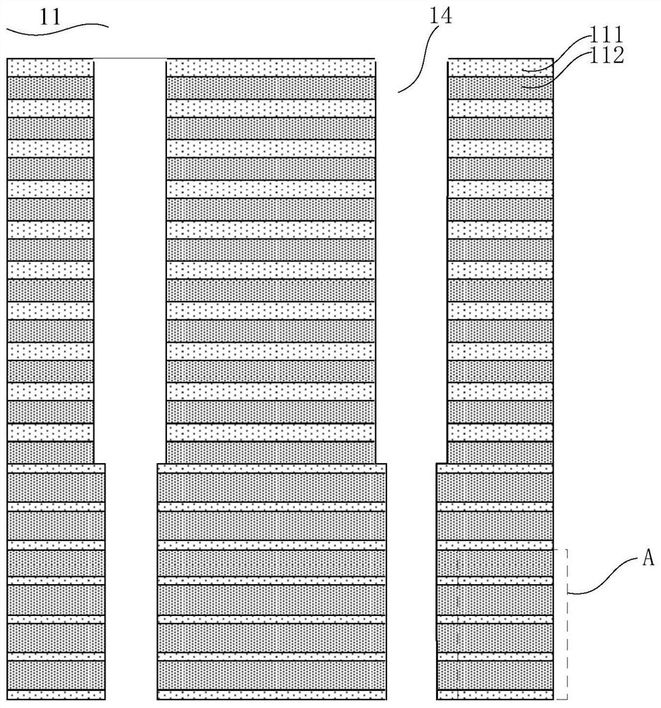 Laminated structure for three-dimensional memory, three-dimensional memory and preparation method thereof