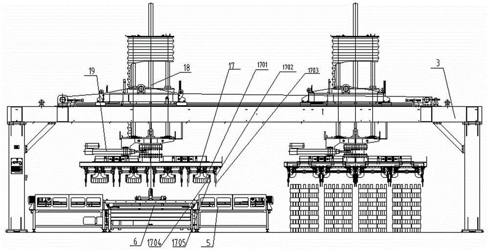 A brick unloading and palletizing unit for sintered bricks and a brick unloading and palletizing method