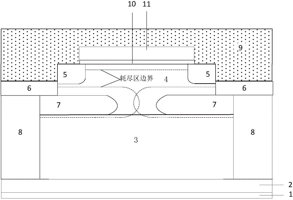 Metal oxide diode with high voltage withstanding and low conduction voltage drop characteristics