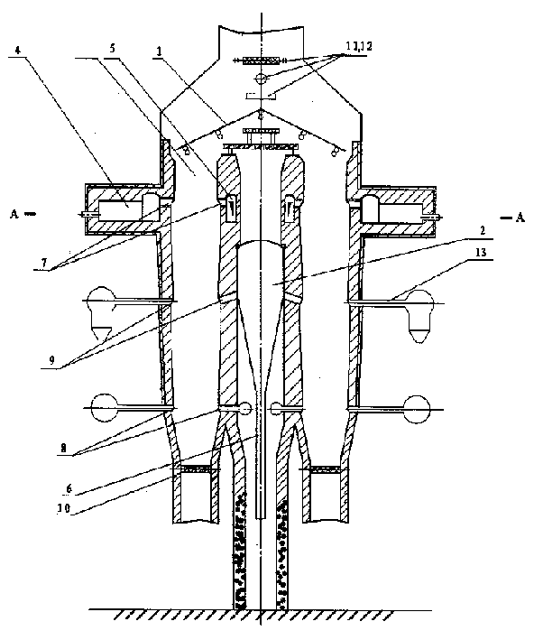 Double-blowing two-seat two-row vertical pellet-roasting furnace