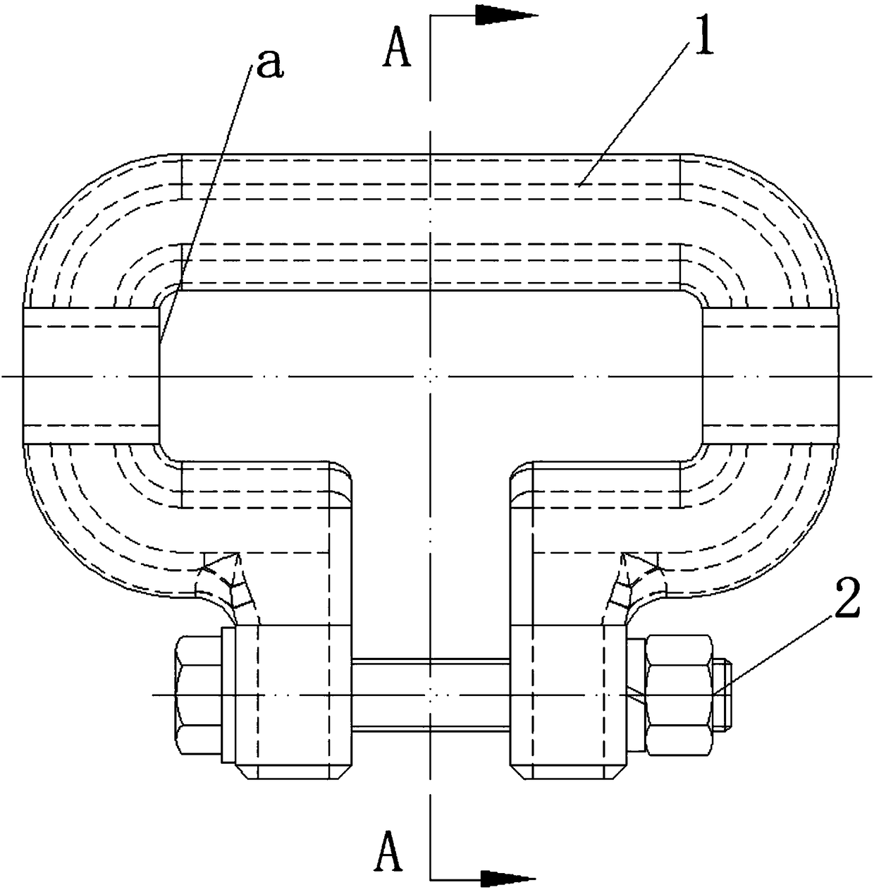 Medical drug material conveying omega-shaped single bolt closed transmission system