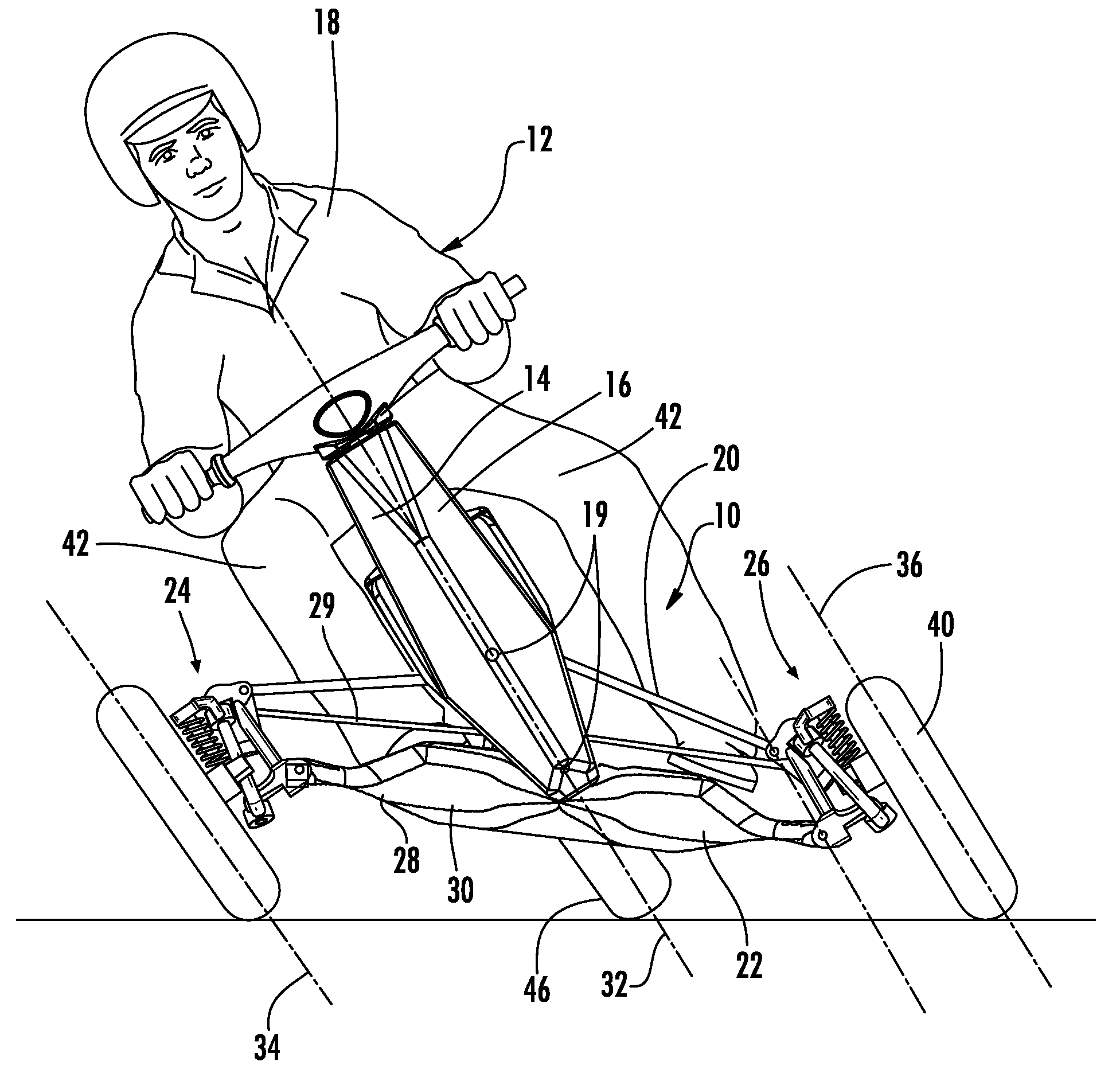 Hub assembly for a tilting vehicle suspension