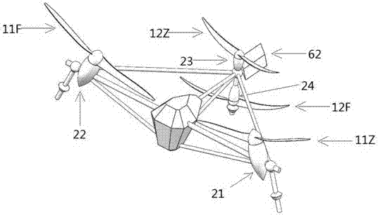 Four-rotor agricultural unmanned aerial vehicle with blades in cambered surface distribution