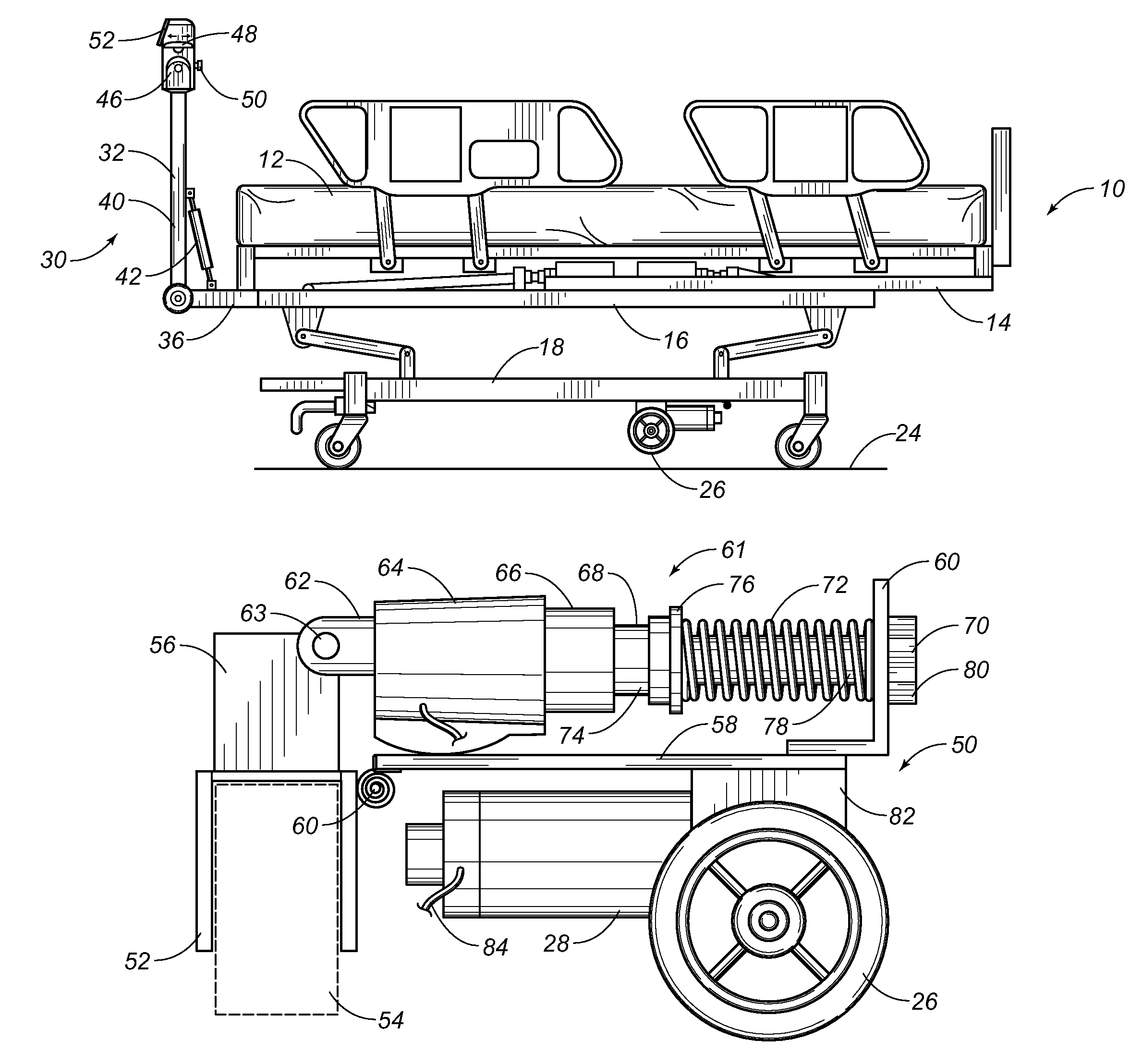 Power assist apparatus for use with a hospital bed