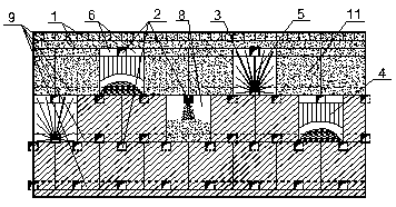 High-ground-stress large ore body downward sublevel filling mining method