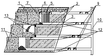 High-ground-stress large ore body downward sublevel filling mining method