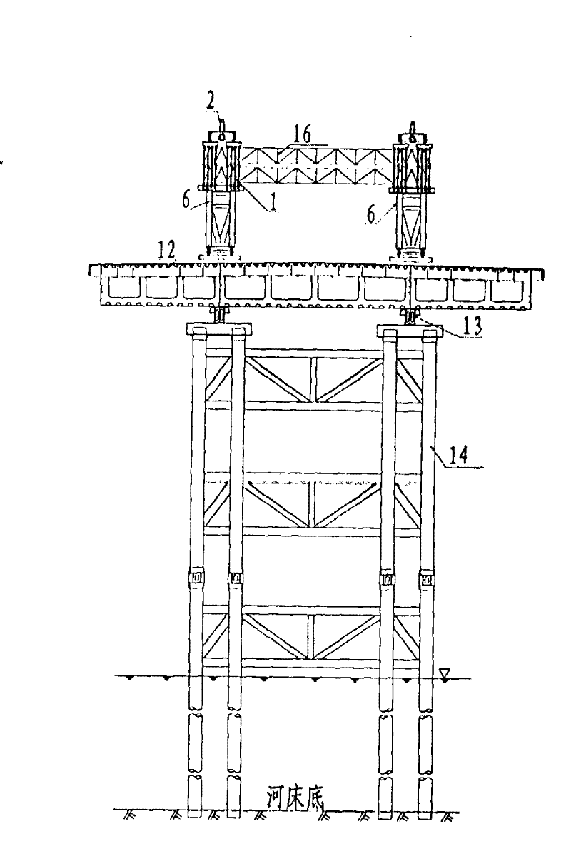 Fixed hoisting bracket device for pushing steel box girder and construction method thereof