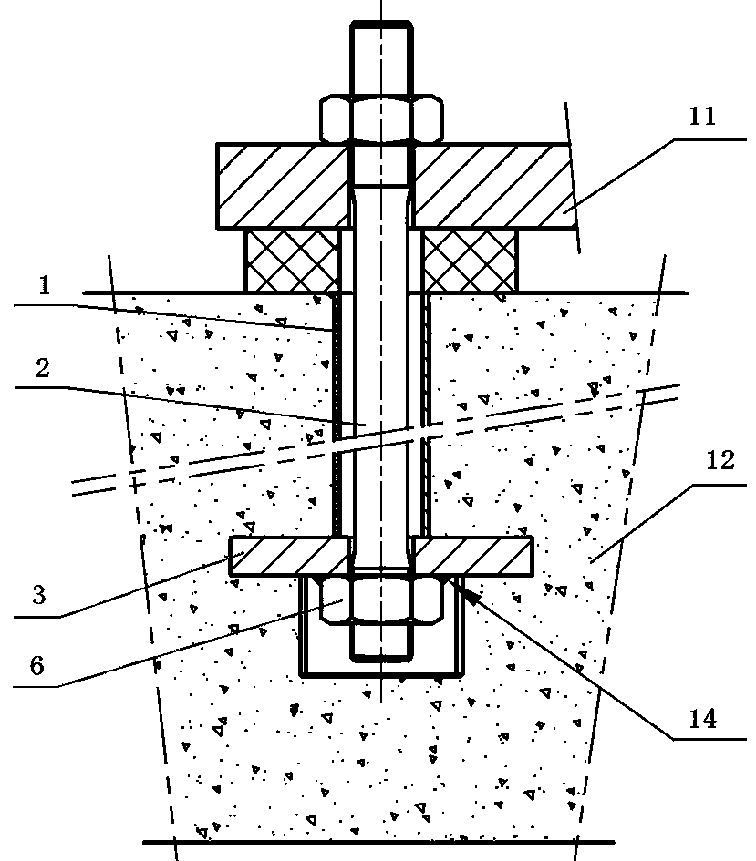 An adjustable anchor bolt pre-embedded nut structure