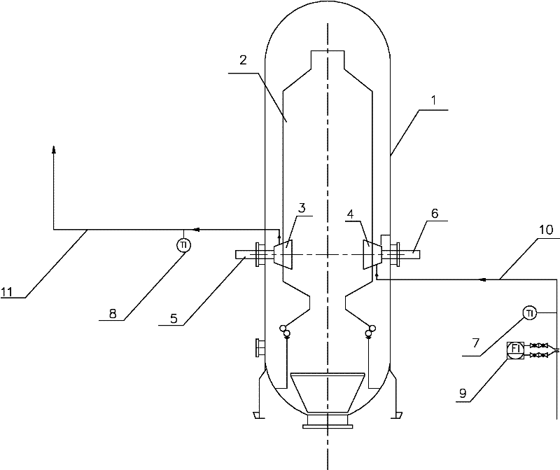 Indirect temperature measuring device in entrained flow gasifying furnace