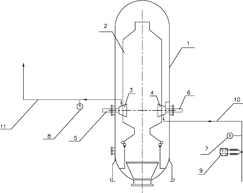 Indirect temperature measuring device in entrained flow gasifying furnace