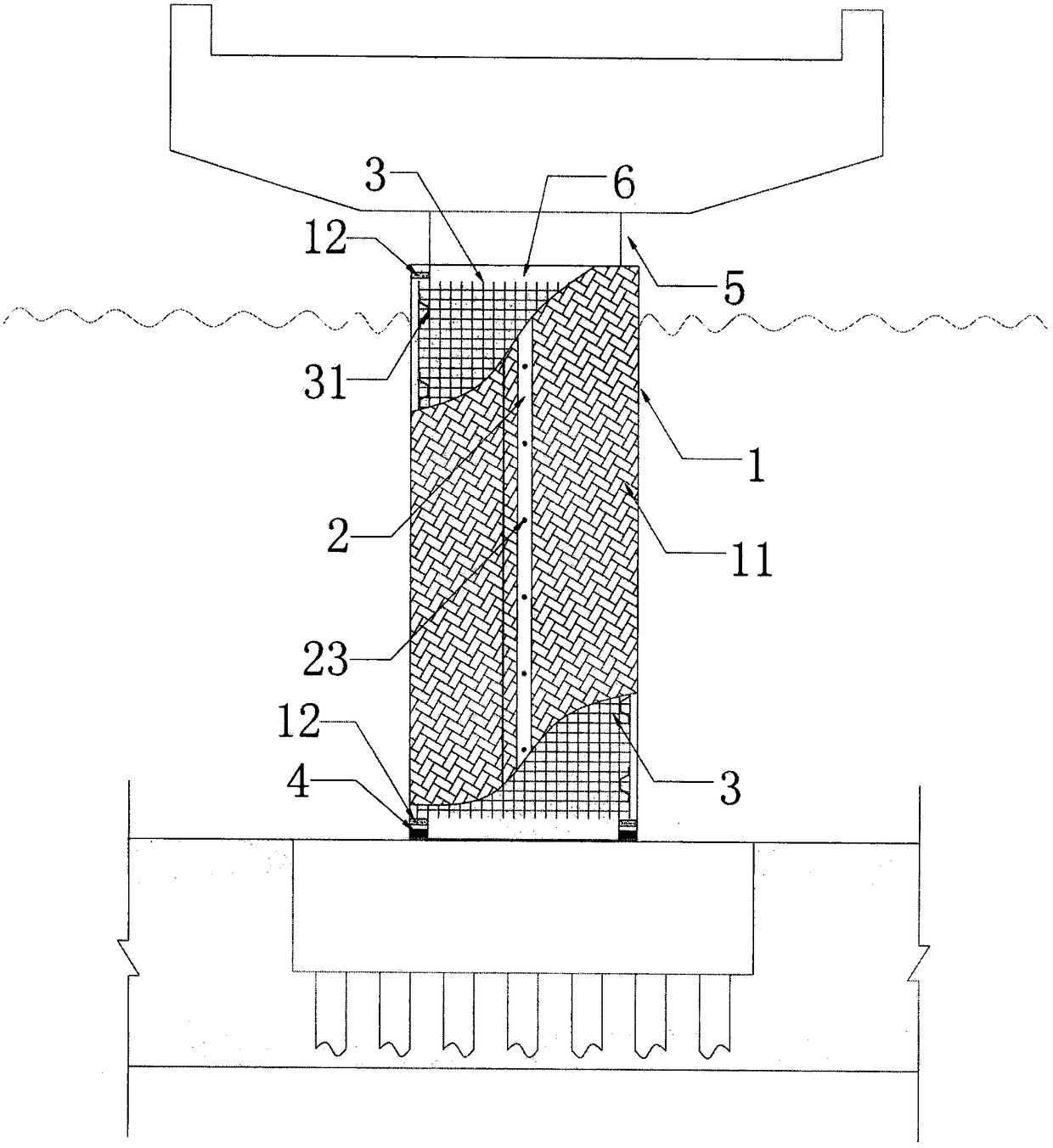 Method for reinforcing underwater pier of bridge by using FRP pipe