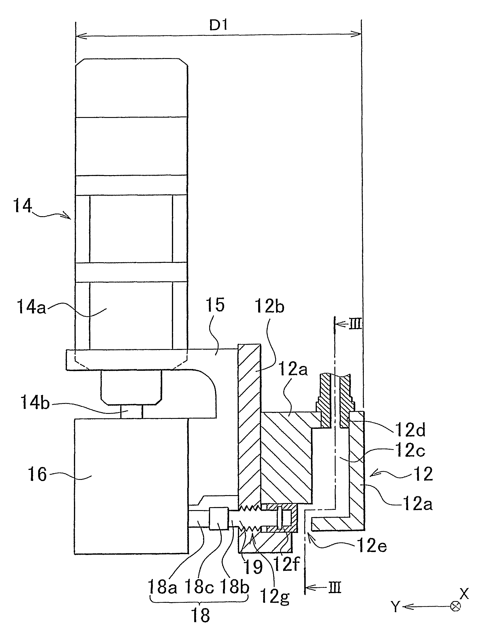 Nozzle unit for applying damping material, and damping material application apparatus