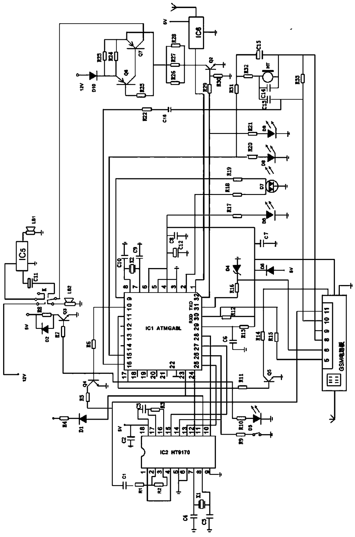 A power transformer operation state alarm device