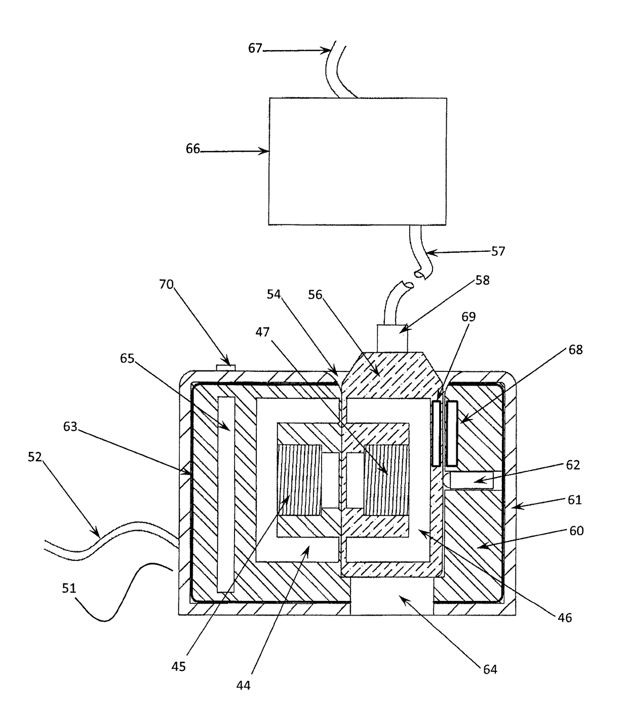 Inductively coupled wireless power and data for a garment via a dongle