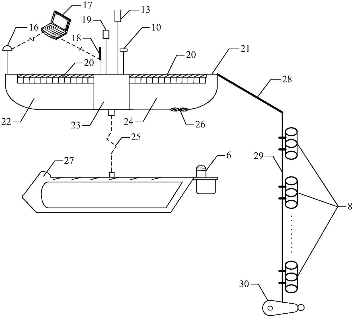 Ocean environment noise measurement device based on wave glider