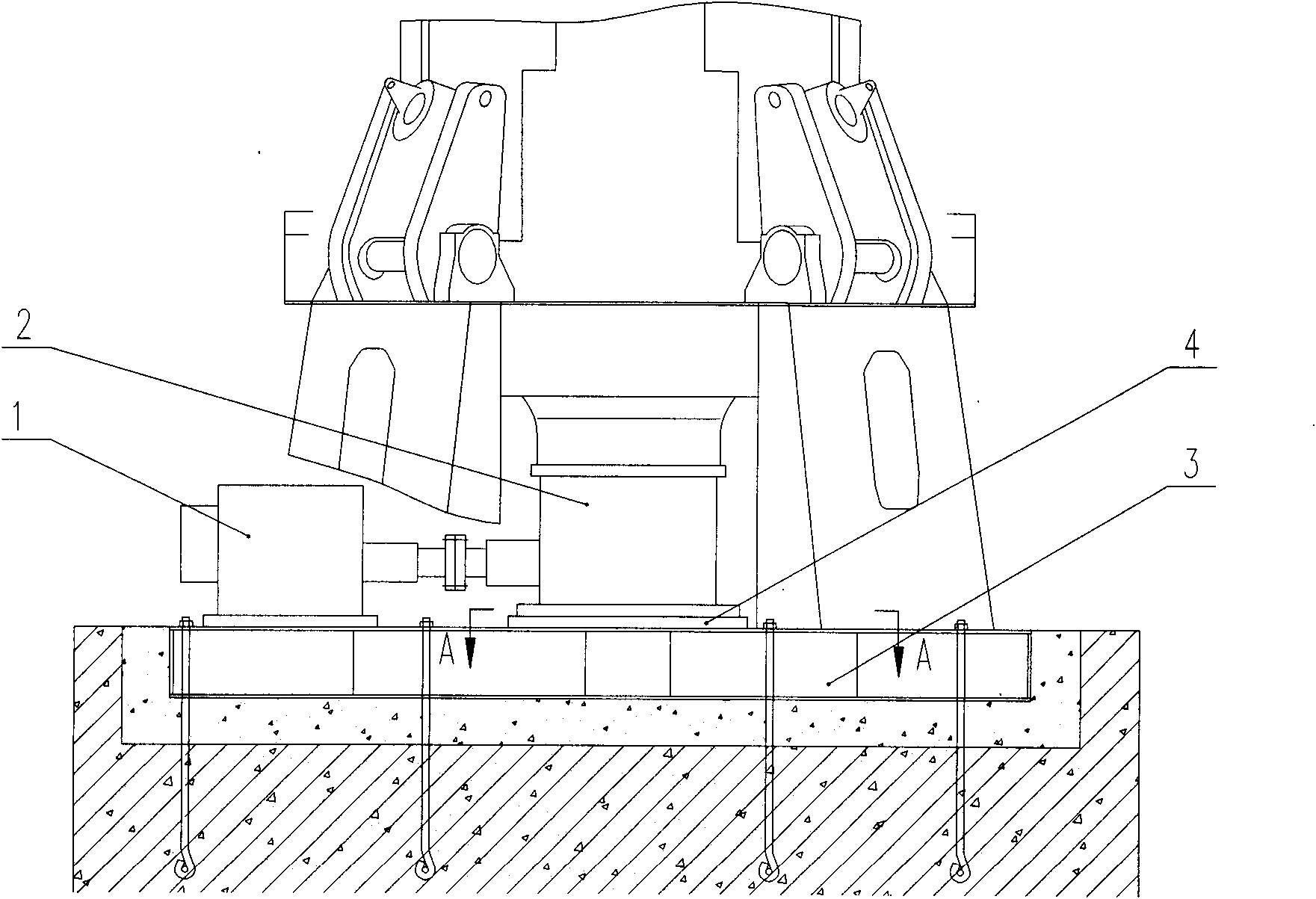 Installation structure body for main reducer of roller mill and application method thereof