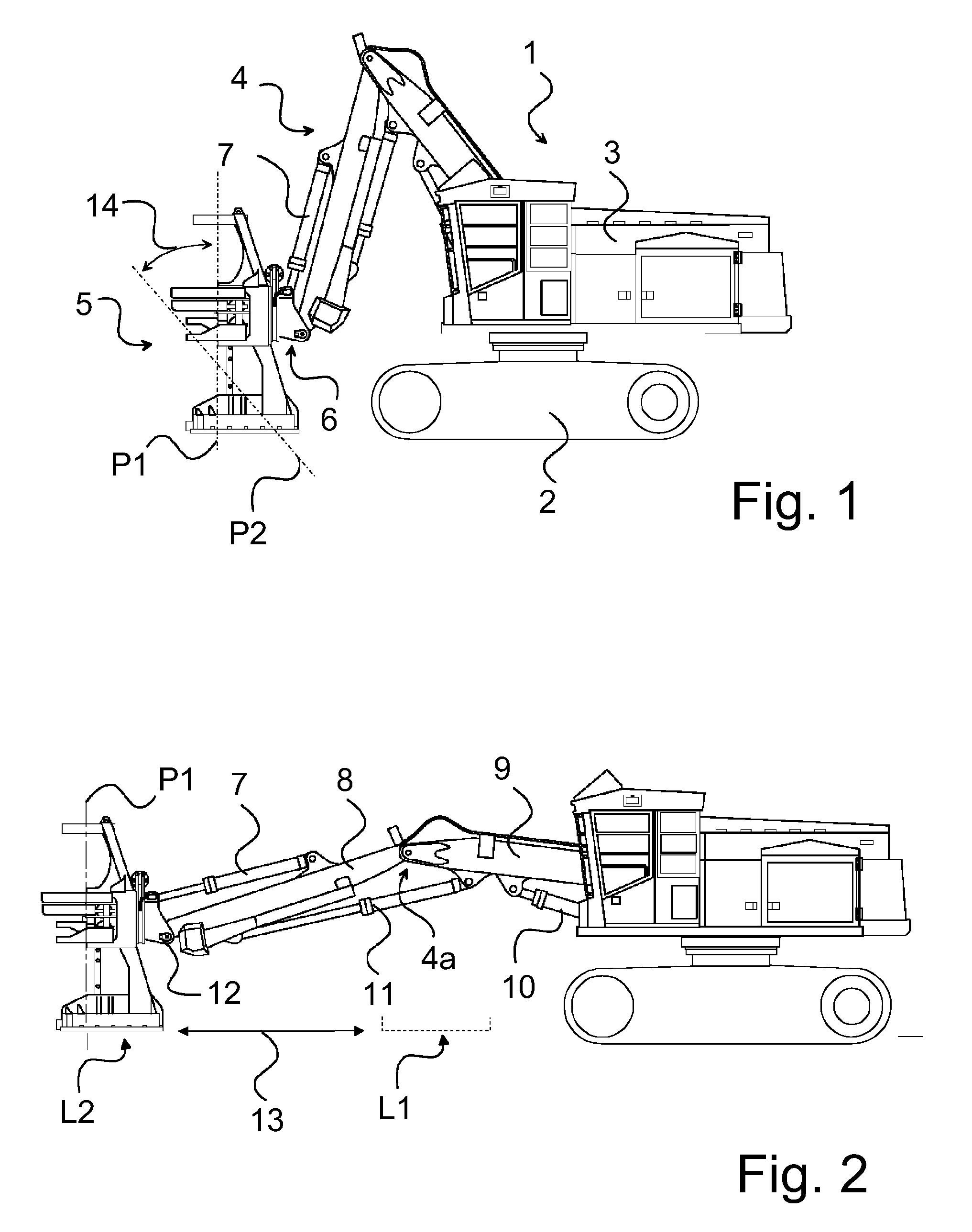 Control of a boom construction and a tool articulated thereto