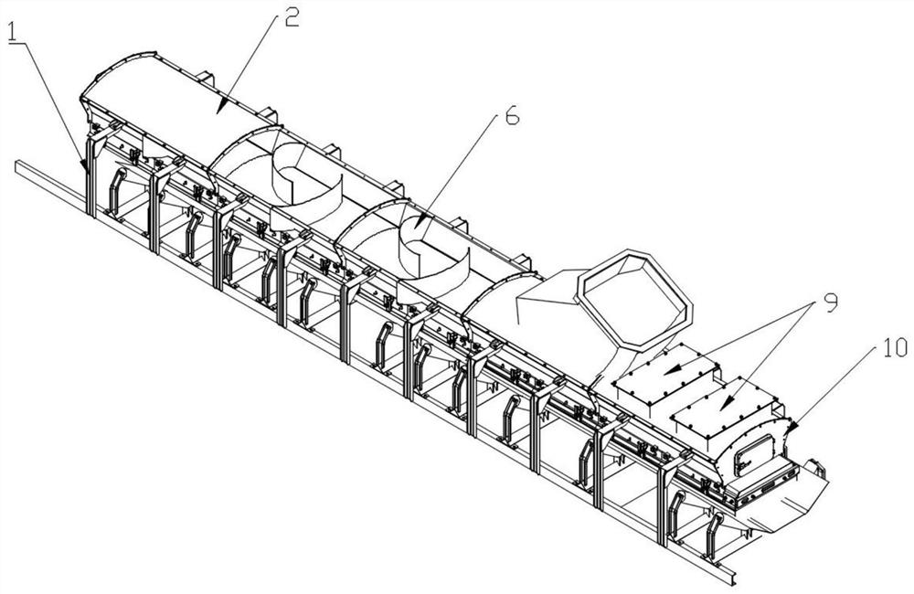 A dual-channel dust-suppressing guide trough for air-material separation