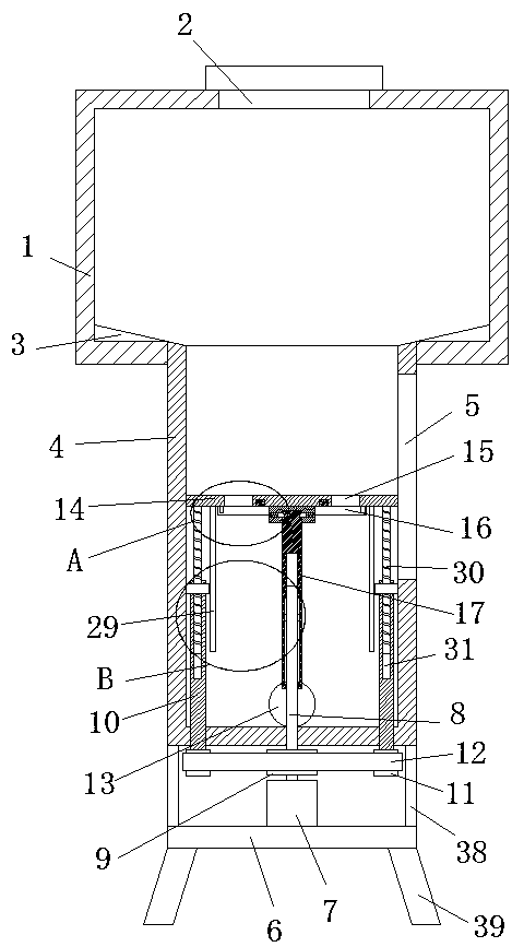 Quantitative flour packaging device