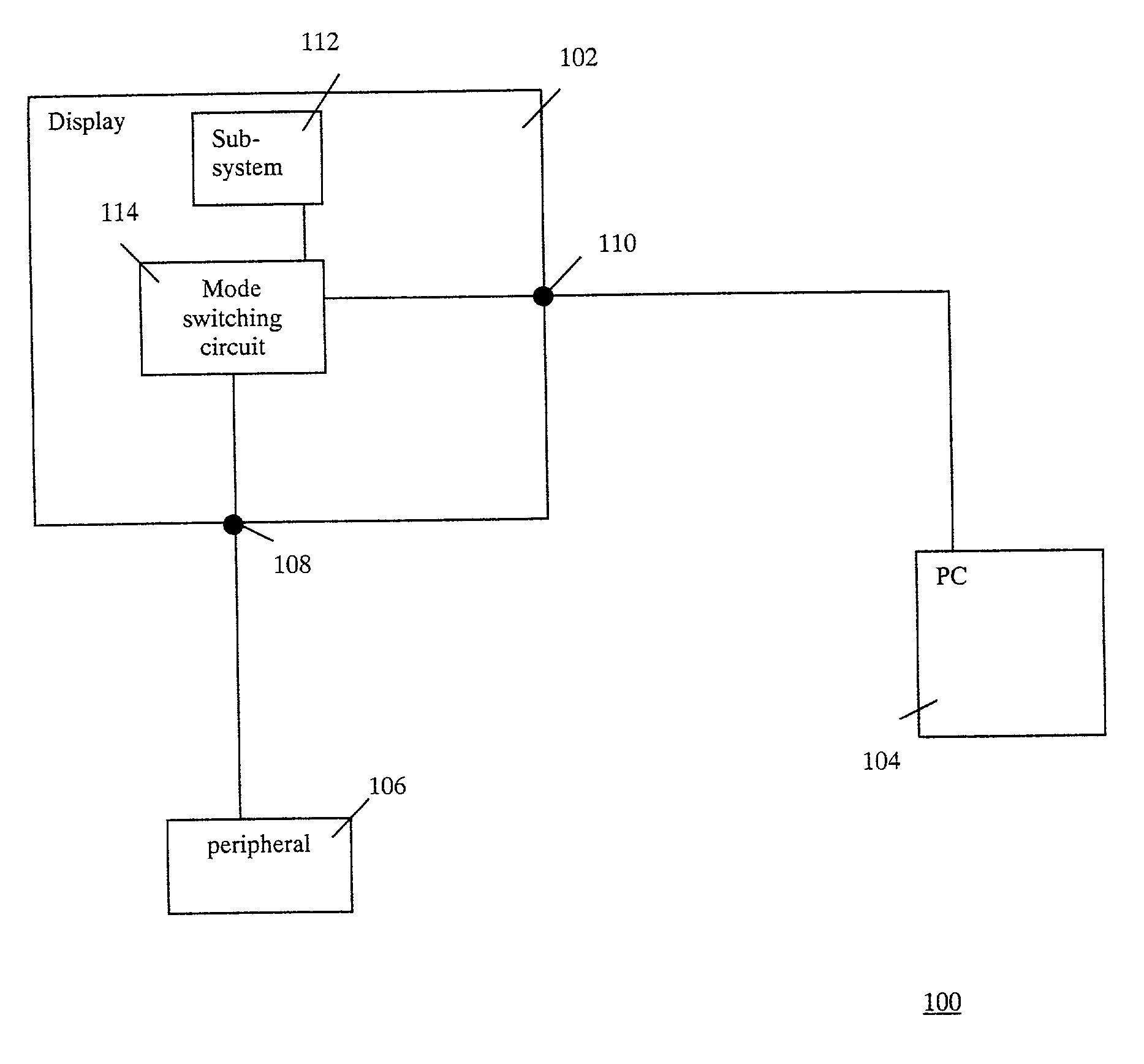 Display monitor has stand-alone mode and PC peripheral mode