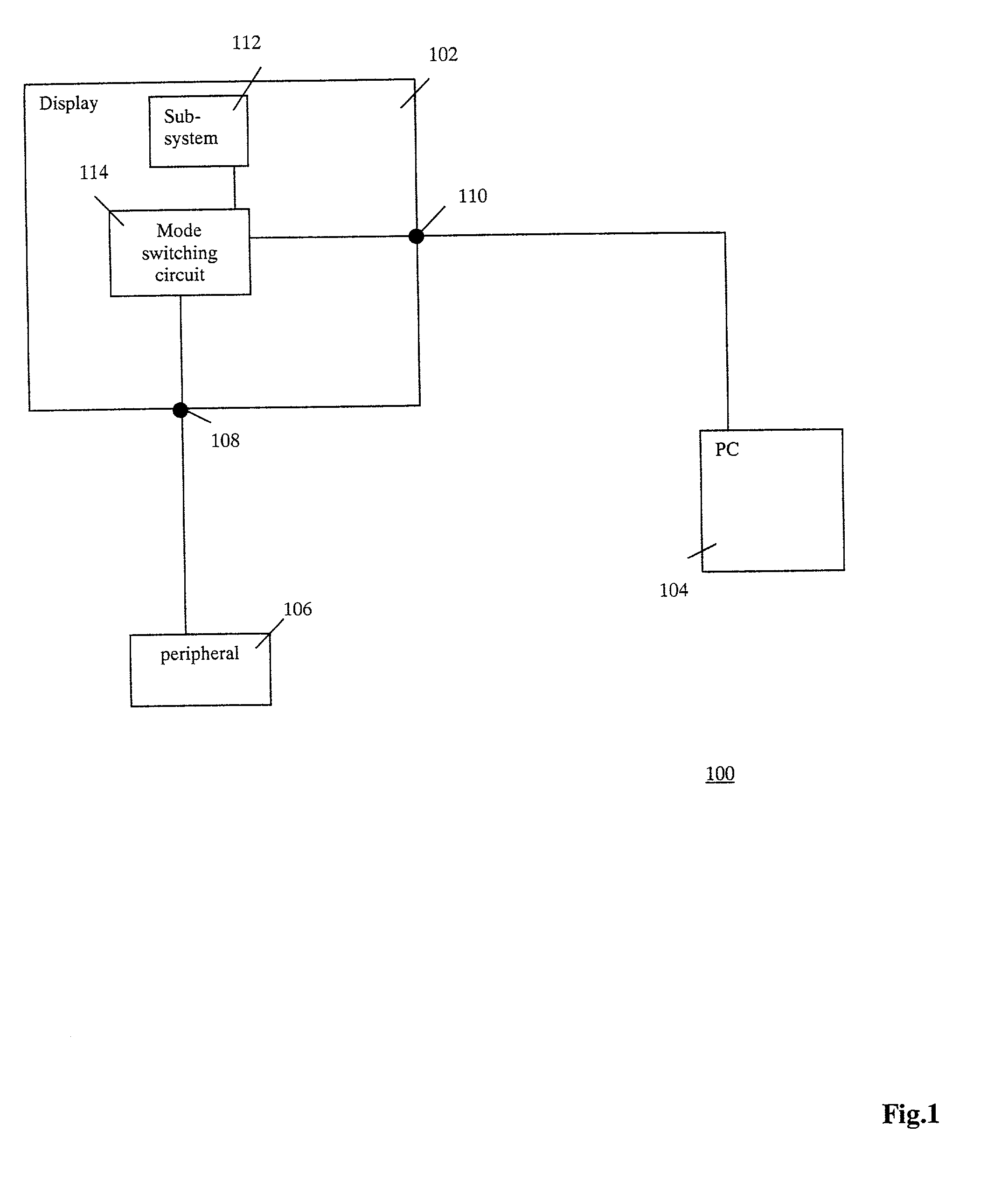 Display monitor has stand-alone mode and PC peripheral mode