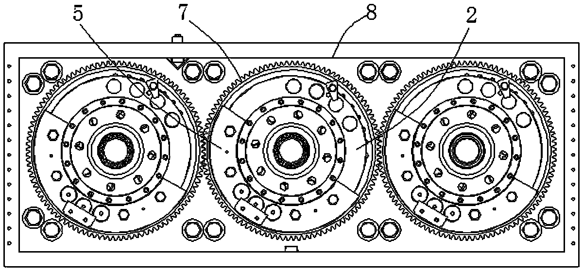 Three-shaft vibrating screen with buffering storage hopper