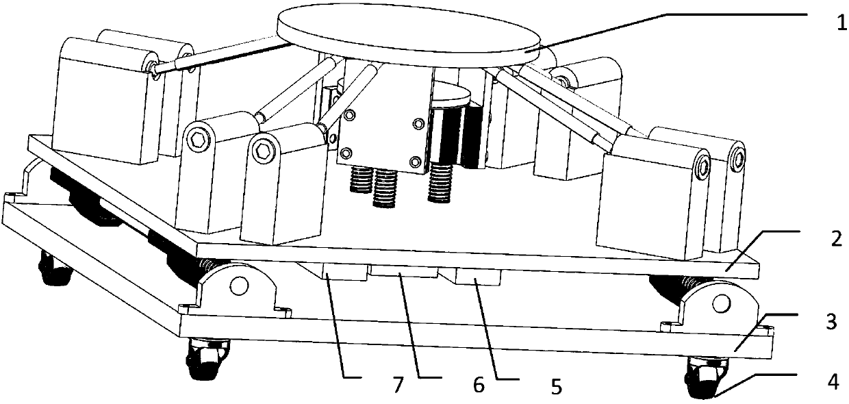 Two-degree-of-freedom positive-negative rigidity parallel low-frequency vibration isolating device