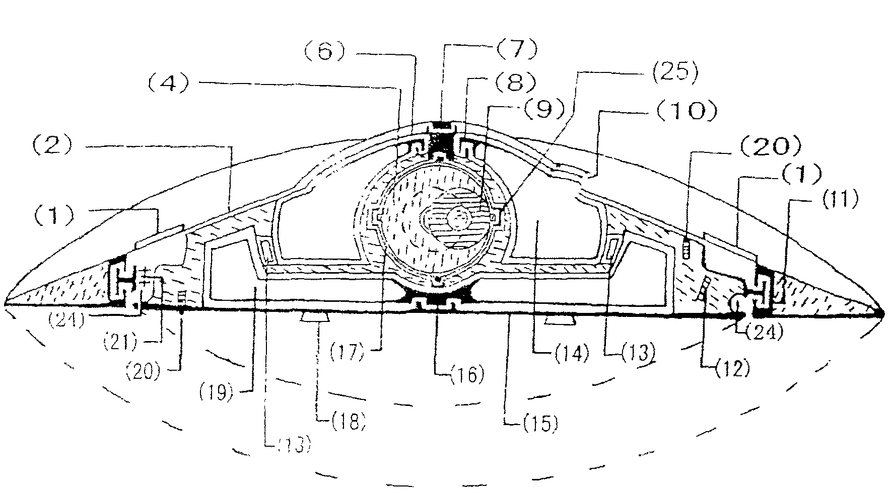 Flying saucer in shape of tai chi