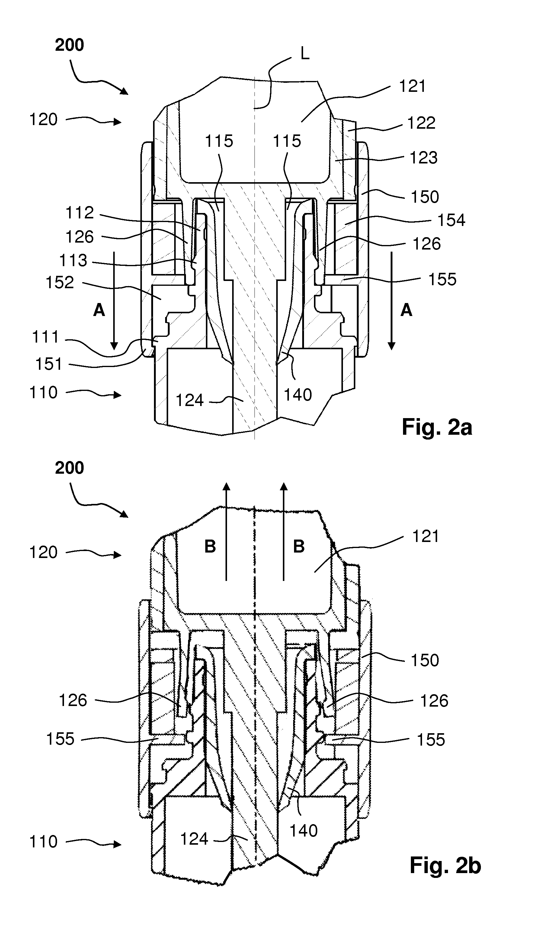 Cosmetics unit with latching closure that can be blocked