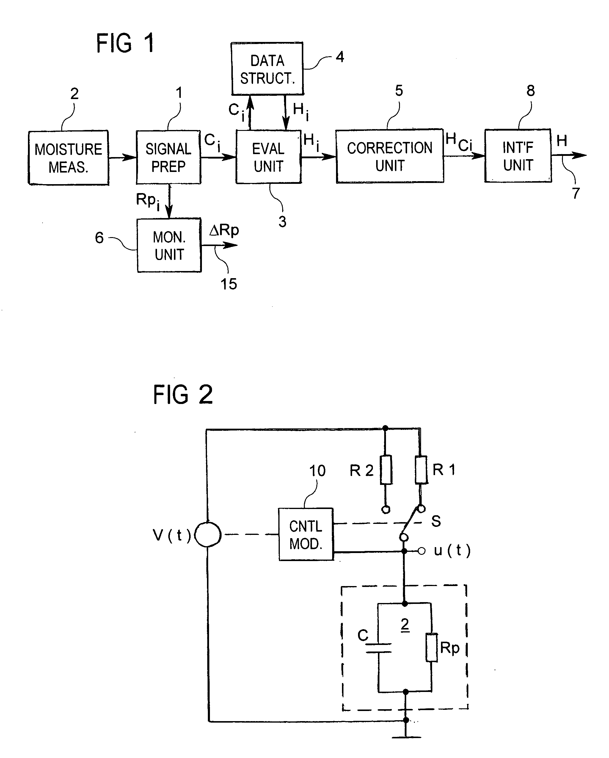 Moisture sensor with capacitive moisture measuring element and method of determining air humidity