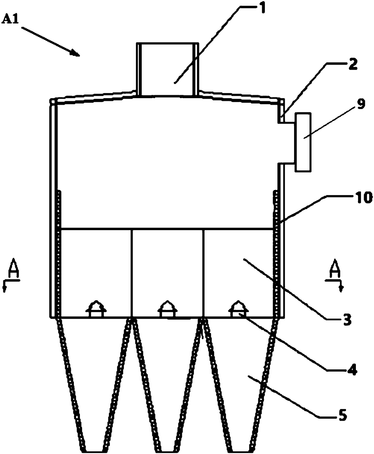 Divided vertical sinter cooler and sinter cooling method