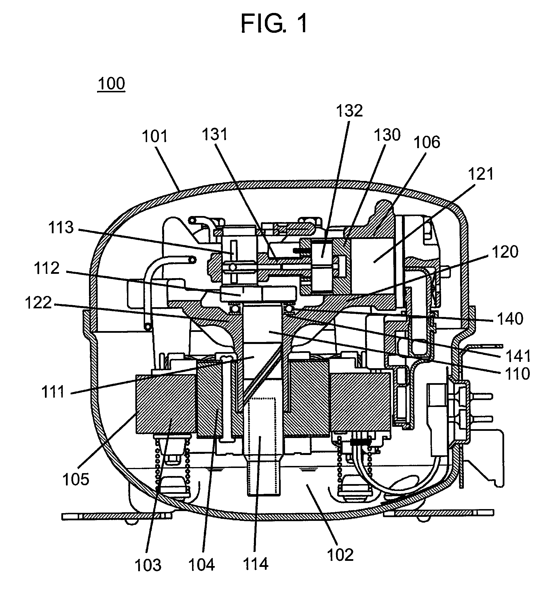 Hermetic reciprocating compressor with thrust ball bearing